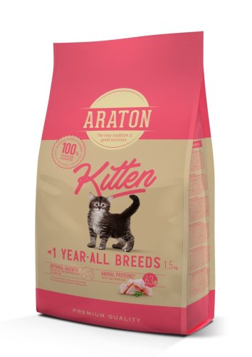 Сухий корм Araton Cat Kitten Для кошенят з Куркою - 15 кг - 1.5 кг
