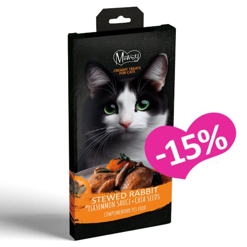 Ласощі Mavsy Creamy Treats Rabbit chia seed Тушкований кролик у підливці зі стиглої хурми з додаванням насіння чіа - 5х15г - 15 шт