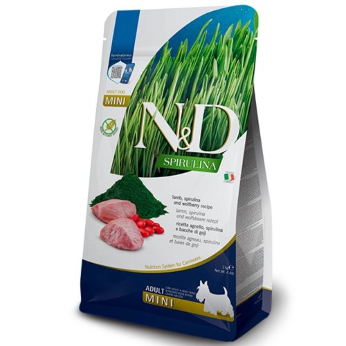 Сухий корм Farmina Dog N&D SPIRULINA LAMB ADULT MINI з ягням спіруліною та ягодами годжі - 2 кг