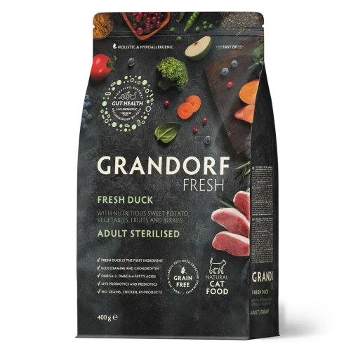 Сухий корм Grandorf Cat Sterilized Fresh Duck Sweet Potatoe для стерилізованих котів качка з бататом - 400 г - 400 г