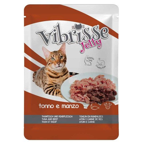 Вологий корм Vibrisse Cat JELLY Для котів пауч тунець яловичина в желе - 70 г