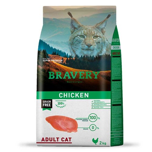 Сухий корм Bravery Cat Chicken Adult для котів з куркою - 2 кг