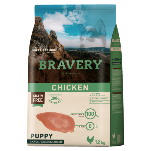 Сухий корм Bravery Dog Chicken Puppy Large/Medium для цуценят cередніх та великих порід з куркою - 12 кг
