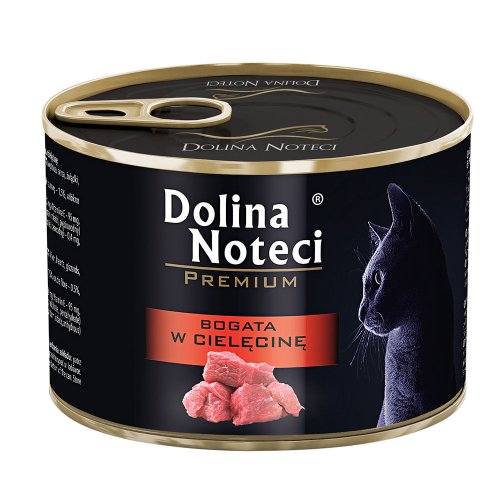 Вологий корм Dolina Noteci Cat Premium Для котів м'ясні шматочки в соусі з телятиною - 185 г