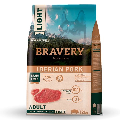 Сухий корм Bravery Dog Iberian Pork Large/Medium Adult LIGHT для собак cередніх та великих порід зі свининою по -іберійськи Легка - 12 кг