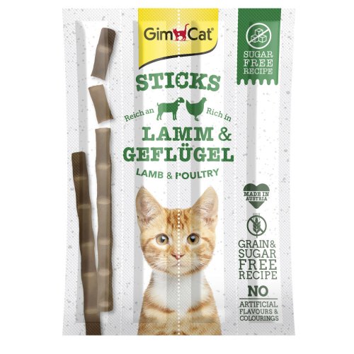 Ласощі GimCat для котів палички з ягням та куркою - 4х5 г