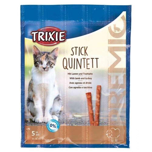 Ласощі Trixie Premio Stick Quintett для котів палички з ягням та індичкою - 5х5 г