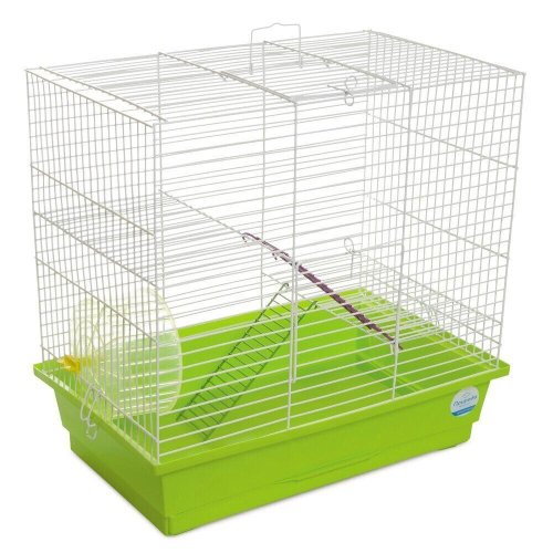 Клітка Природа Гоша для дрібних декоративних гризунів з колесом біла/зелена 44x27x50 см - 1 шт