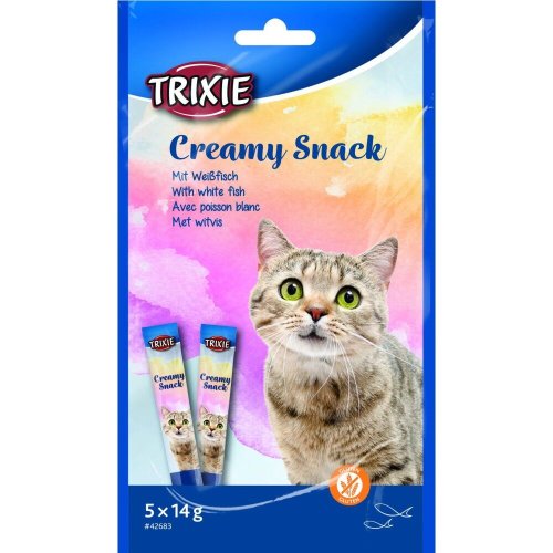Ласощі Trixie Creamy Snacks для котів з білою риби - 5х14 г