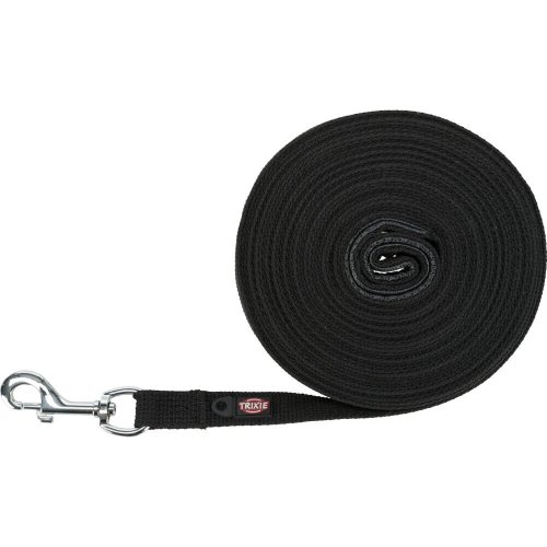 Повідець Trixie для собак котон 10 м х 20 мм чорний - M-L