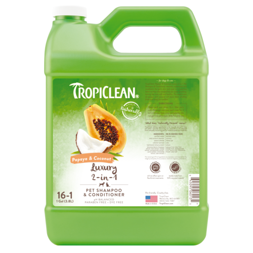 Шампунь-кондиціонер TropiClean "Папайя та кокос" концентрат зволожуючий для собак та котів - 3.8 л