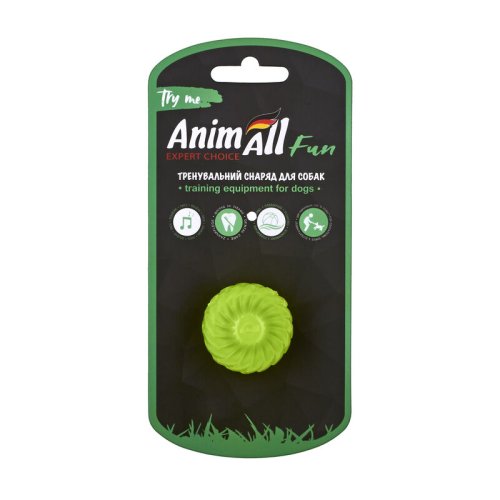 Іграшка для собак AnimAll Fun м'яч хвиля з пищалкою 45 мм - Жовтий