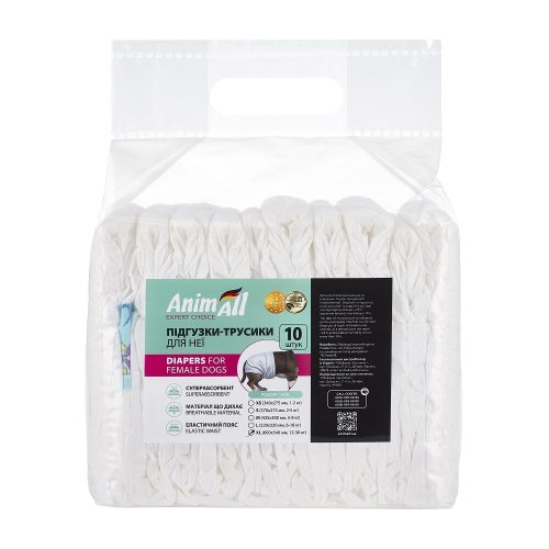 Підгузки для собак AnimAll XL талія 40-65 см вага 12-30 кг - 10 шт