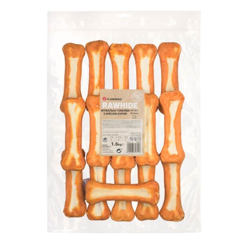 Жувальні гомілки Flamingo Dog з м'ясом курки 15 см 16 шт - 1.6 кг