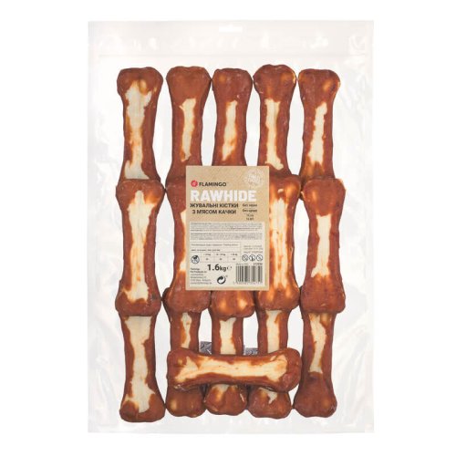 Жувальні кістки Flamingo Dog для собак з м'ясом качки 15 см 16 шт - 1.6 кг