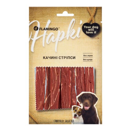 Ласощі Flamingo Dog Качині стріпси для собак - 75 г