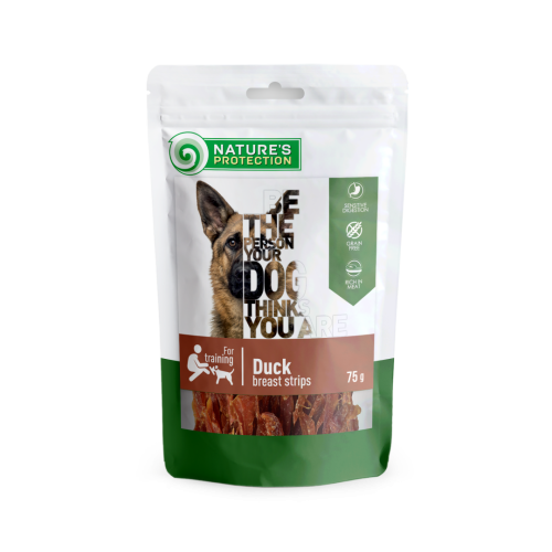 Ласощі для собак Nature's Protection Dog Duck Breast Strips смужки з качиної гудки - 75 г