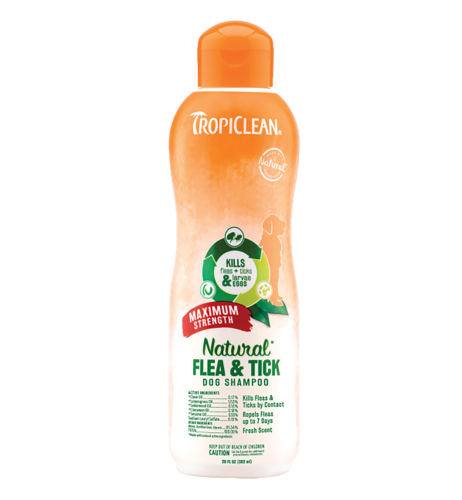 Шампунь TropiClean Flea & Tick "Максимальна сила" від бліх і кліщів для собак - 592 мл