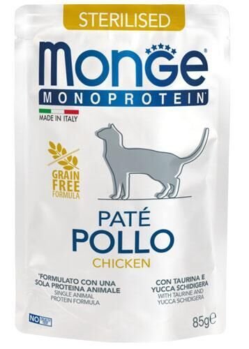 Вологий корм Monge Cat MONOPROTEIN Sterilised 100% курка - 85 г