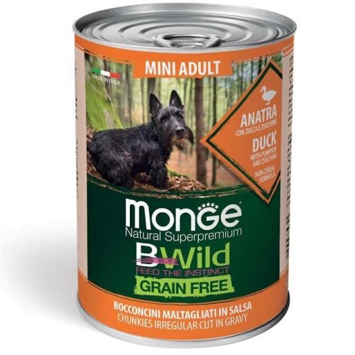 Вологий корм Monge Dog Wet Bwild Mini Adult качка, гарбуз та цукіні - 400 г