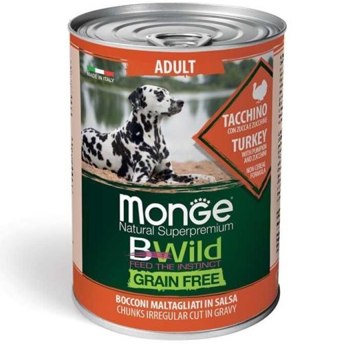 Вологий корм Monge Dog Wet Bwild Adult індичка, гарбуз та цукіні - 400 г