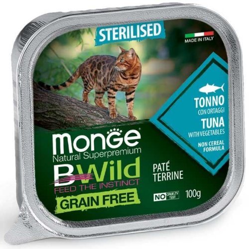 Вологий корм Monge Cat Bwild Grain Free Wet Sterilised тунець з овочами - 100 г