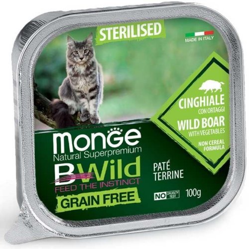 Вологий корм Monge Cat Bwild Grain Free Wet Sterilised кабан з овочами - 100 г