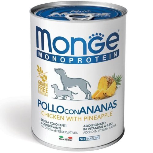 Вологий корм Monge Dog FRUIT MONOPROTEIN курка з ананасом - 400 г
