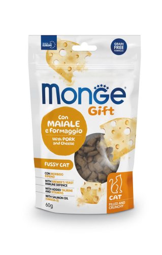 Ласощі Gift Monge Gift Fussy Cat свинина і сир - 60 г