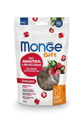 Ласощі Gift Monge Gift Cat Sterilsed з качкою та журавлиною - 60 г