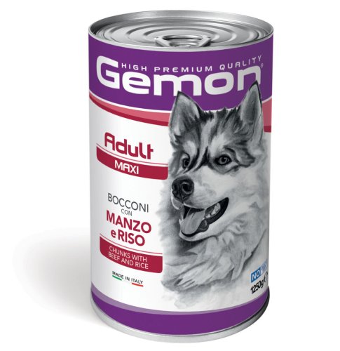 Вологий корм Gemon Dog Wet Maxi Adult шматочки з яловичиною та рисом, 1 - 25 кг