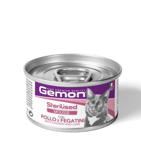 Вологий корм Gemon Cat Adult Sterilised мусс куркою та печінкою - 85 г