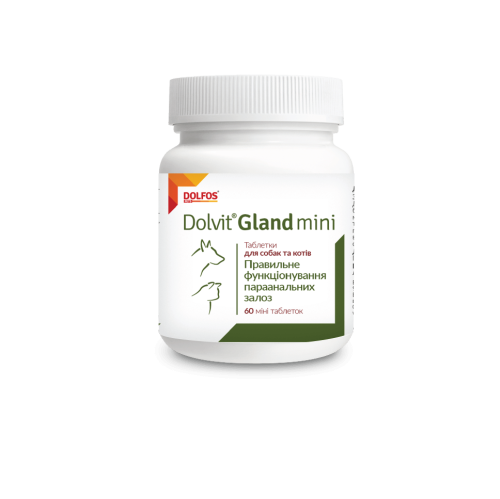 Вітаміни Dolfos для собак та котів Долвіт Гленд міні для параанальних залоз 1т/3кг - 60 таб
