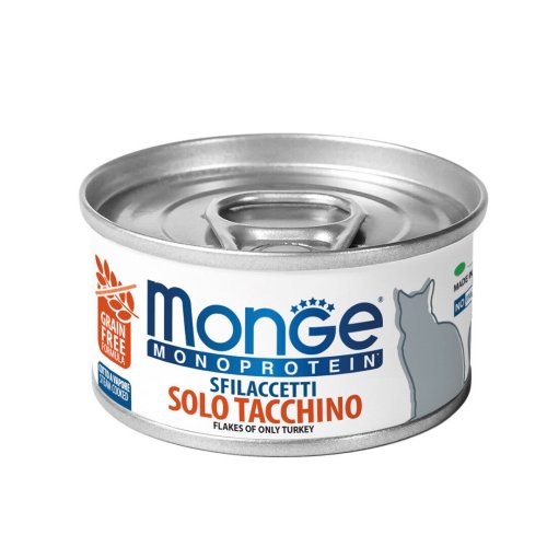 Вологий корм Monge Cat MONOPROTEIN м'ясні пластівці індичка - 80 г