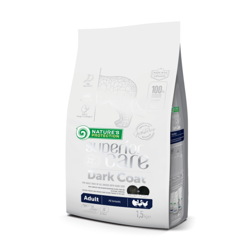 Сухий корм Nature's Protection Dog SC DARK COAT ADULT ALL BREEDS для собак усіх порід Чорна Шерсть з м'ясом птиці - 1.5 кг
