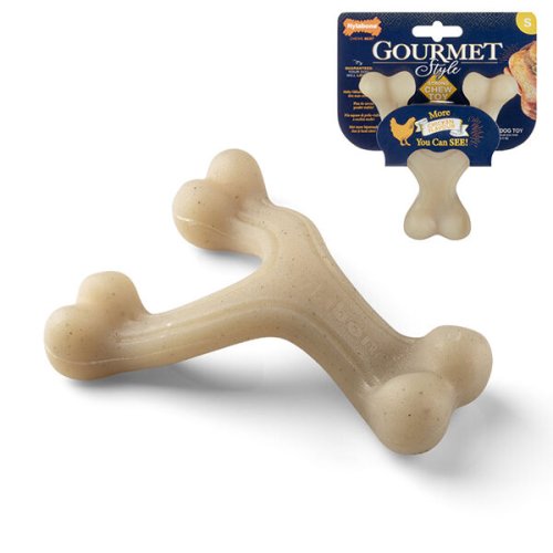 Іграшка жувальна Nylabone Gourmet Wishbone Chicken ГУРМЕ ПОТРІЙНА для собак смак курки - S