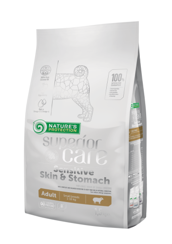 Сухий корм Nature's Protection Dog SC Sensitive Skin&Stomach Adult Small and Mini Breeds (Lamb) Чутливе Травлення для собак дрібних порід з Ягням - 1.5 кг