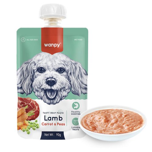 Вологий корм Wanpy Dog Lamb Carrot & Pea ВАНПІ крем-пюре ЯГНЯ З МОРКВОЮ для собак - 90 г