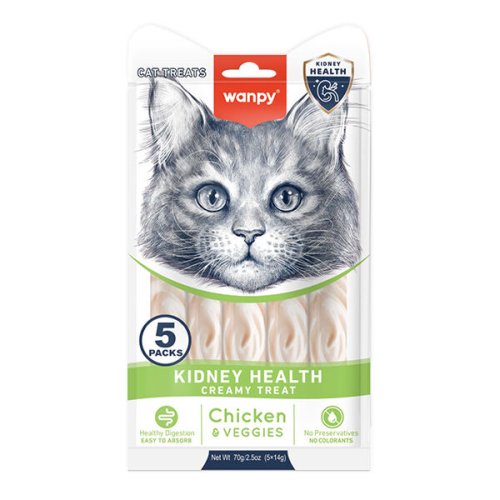 Рідкі ласощі Wanpy Cat Functional Creamy Lickable Treat Kidney Health ЗДОРОВ’Я НИРОК для котів із нирковою недостатністю - 70 г
