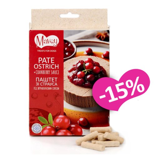 Ласощі Mavsy FD Ostrich cranberry Паштет зі страуса під журавлиновим соусом - 50 г