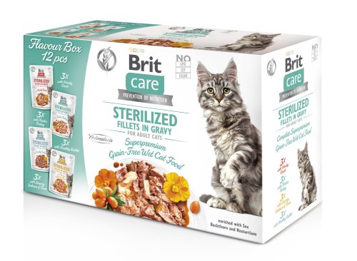 Набір вологих кормів Brit Care Flavour box Sterilized для стерилізованих котів філе в соусі - 12х85 г