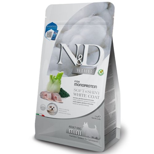 Сухий корм Farmina Dog N&D Grain Free WHITE MINI для собак з білою шерстю з сібасом спіруліною та фенхелем - 2 кг