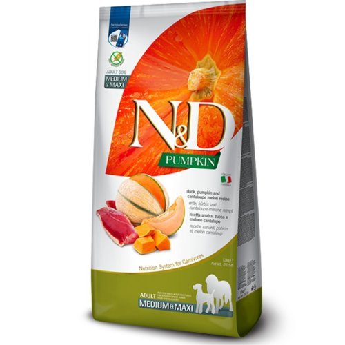 Сухий корм Farmina Dog N&D Grain Free Pumpkin Duck & CANTALOUPE MEDIUM & MAXI для собак середніх та великих порід з качкою - 12 кг