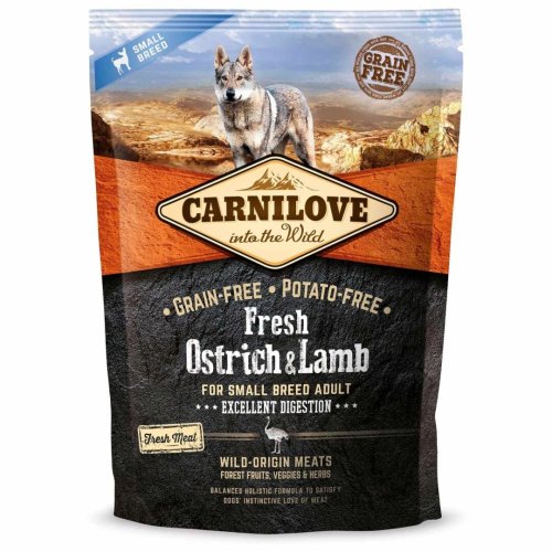 Сухий корм Carnilove Fresh Ostrich & Lamb для дорослих собак дрібних порід ягня та страус - 1.5 кг