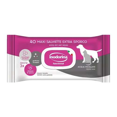 Вологі серветки Inodorina Functional Acqua Micellare для собак та котів з міцелярною водою - 40 шт