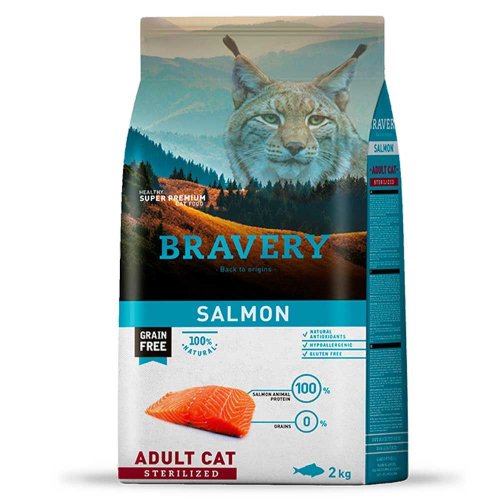 BRAVERY Cat Salmon Adult Sterilized сухий корм для дорослих котів стерилізованих з лососем - 7 кг - 2 кг
