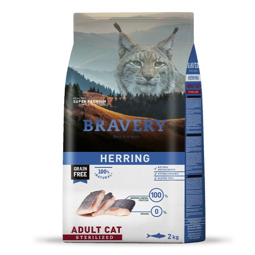 BRAVERY Cat Herring Adult Sterilized сухий корм для дорослих котів стерилізованих з оселедцем - 7 кг - 2 кг