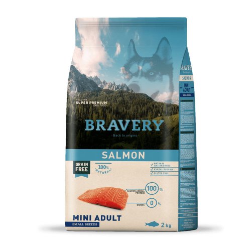 BRAVERY Dog Salmon Mini Adult сухий корм для дорослих собак дрібних порід з лососем - 2 кг