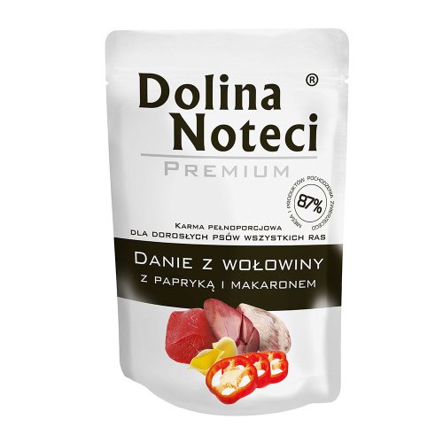 Пауч Dolina Noteci DOG Premium Danie Для дорослих собак усіх порід яловичина з паприкою та локшиною - 100 г