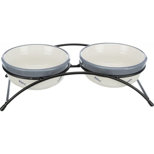 Миски Trixie для котів Eat on Feet подвійні керамічні на металевій підставці 2x300 мл/12 см - 1 шт - 1 шт